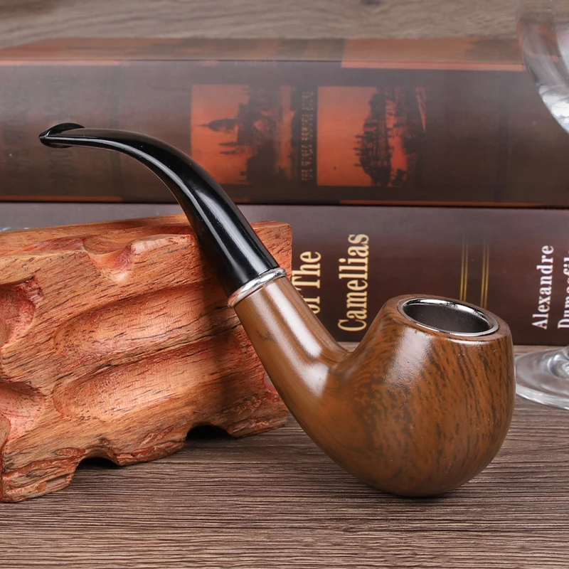 Classic Resin Tobacco Smoking Pipe, Light Brown Smoke Pipes, Reduce Tar, Cigarette Filter, Men Gift, Necessary Supplies