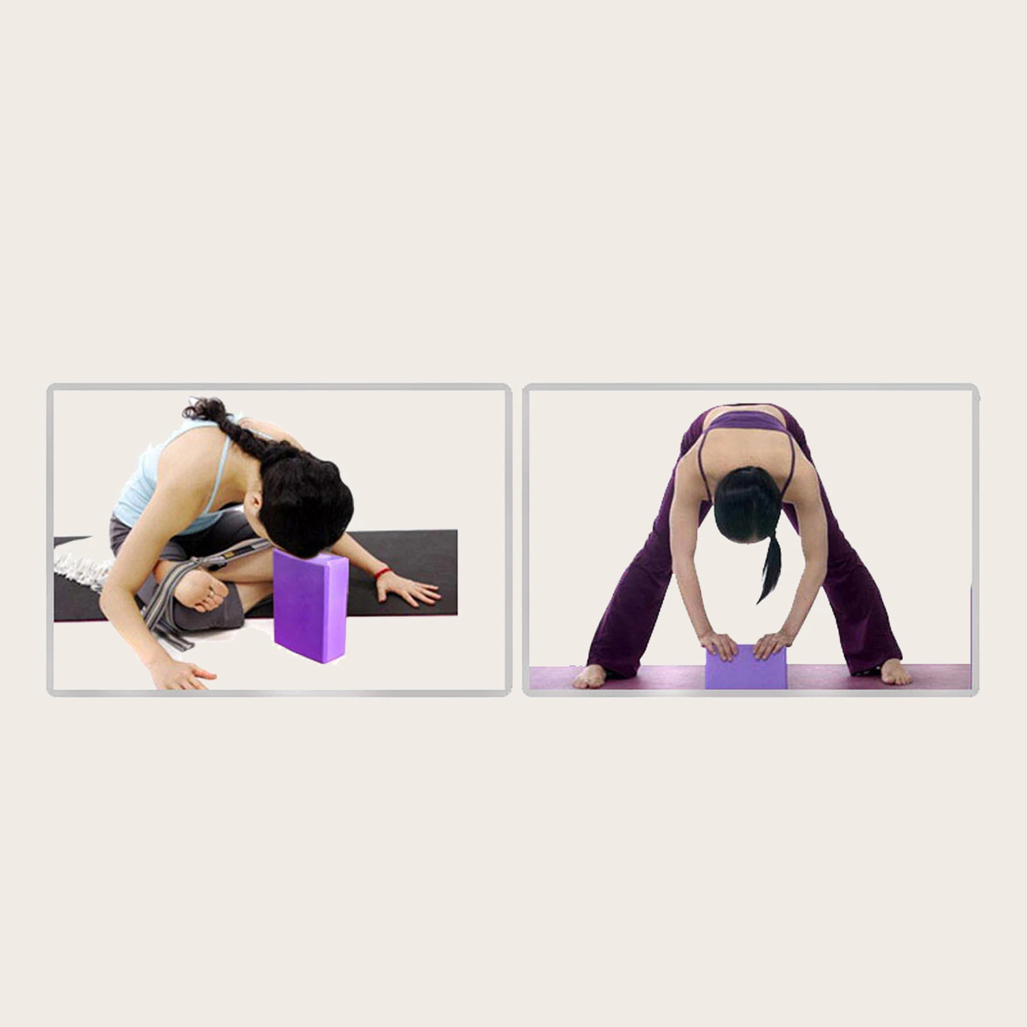 High Density Yoga Blocks -Firm EVA Foam Bricks - Gymnastics Block for Muscle Pain and Stress Purple