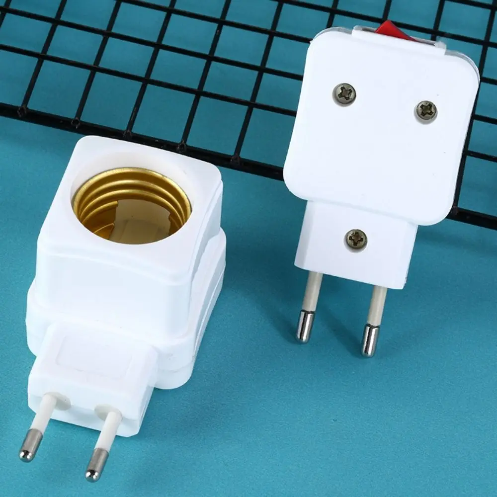 1/2Pcs EU Plug Adapter Bulb Socket Integrated With On/Off Switch Spiral Pattern Lamp Base 220V Lighting Accessories