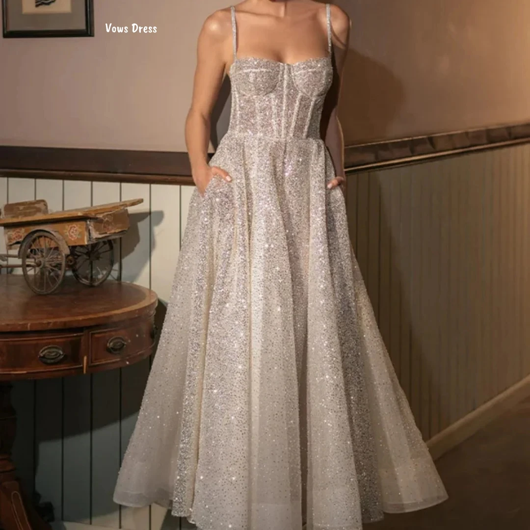 Vows robes de soirée luxueuses sur mesure 2025 robe de bal ligne une robe élégante robes de luxe pour fête paillettes fronde bal