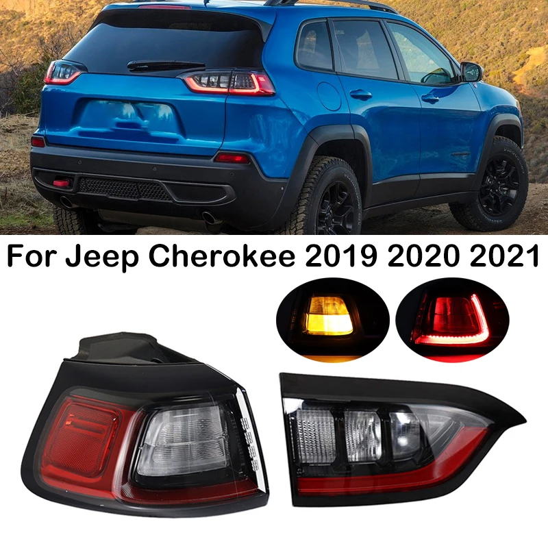 

Для Jeep Cherokee 2019 2020 2021, задний светодиодный задний фонарь автомобиля, задний фонарь, стоп-сигнал 68275959 AF 68275960 AF 55112836 АБ 55112837 АБ