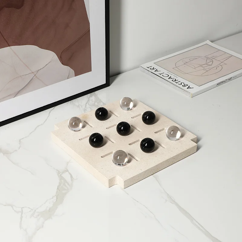 Modern wabi-sabi creative nine-bead checkerboard marble ornaments exhibition hall office coffee table table decorations
