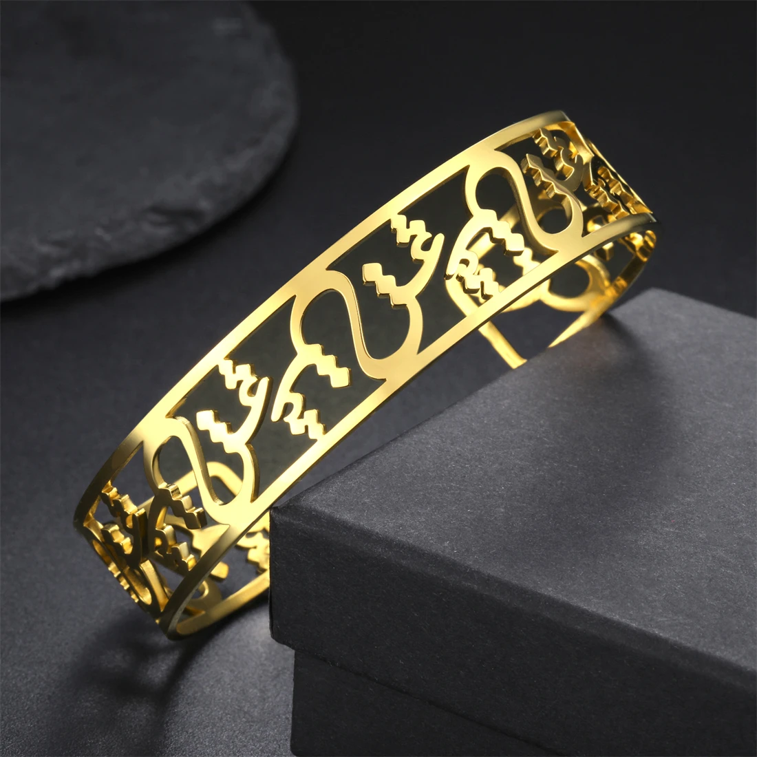 1pc Iran Farsi Love Bracelets Stainless Steel Iranian Persian Calligraphy Cuff Bangle for Women Men Valentine's Day Jewelry