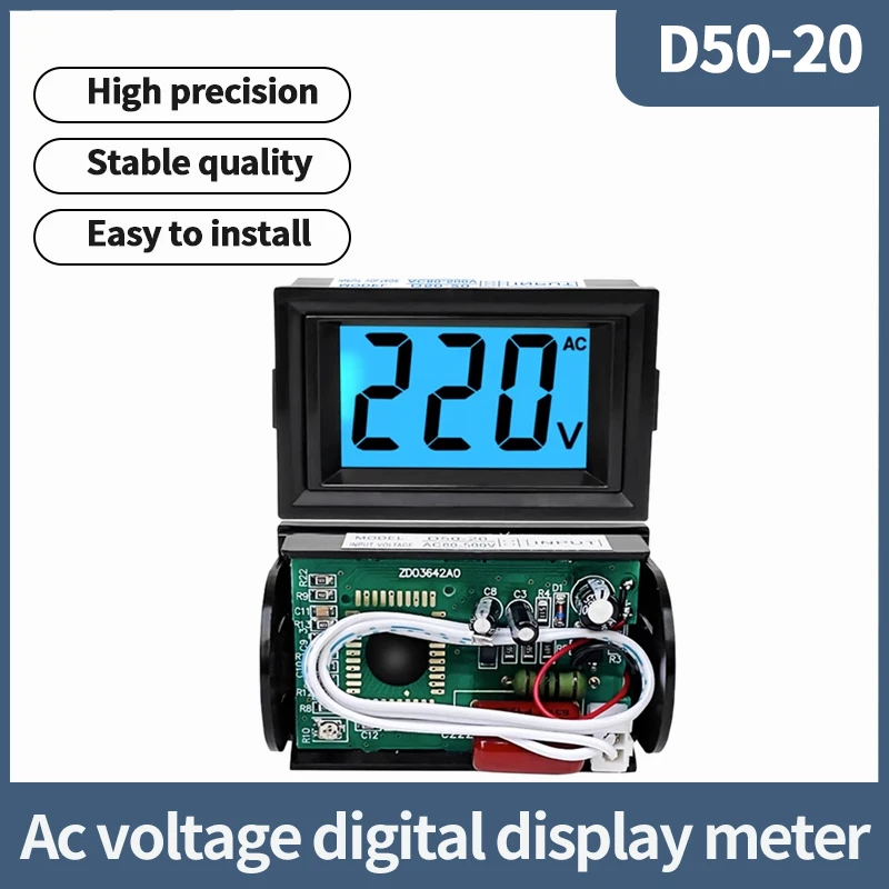 D50-20 AC Voltmeter 220V380V Digital Display Head for Voltage Regulator Replace 91L18 Pointer Meter LCD