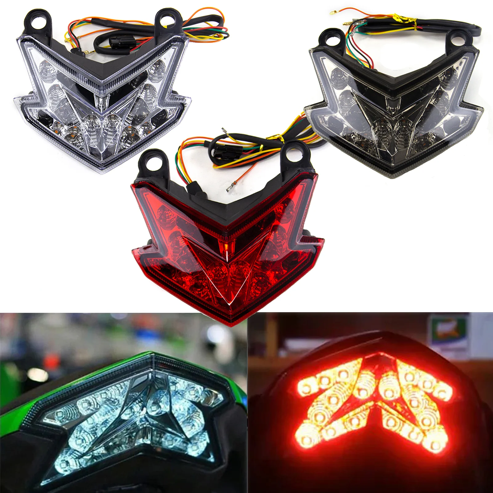 Motorcycle Taillight Brake Stop Indicator Tail Lamp Led Rear Light Turn Signal Lights For Kawasaki Z800 Z125 ZX636 ZX-6R NINJA