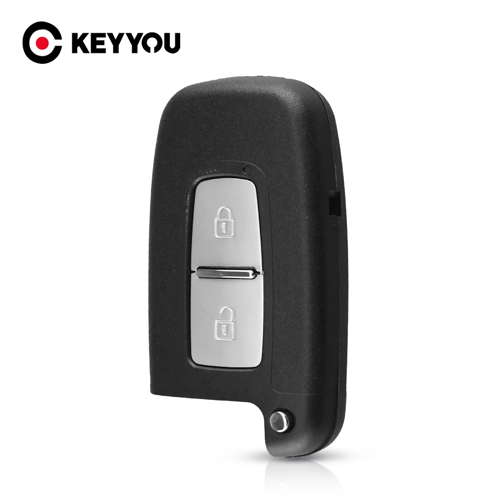 KEYYOU dostęp bezkluczykowy obudowa pilota pasujące do Hyundai Genesis Coupe Sonata Equus Veloster 2 przyciski klucz zdalny Smart Card Shell