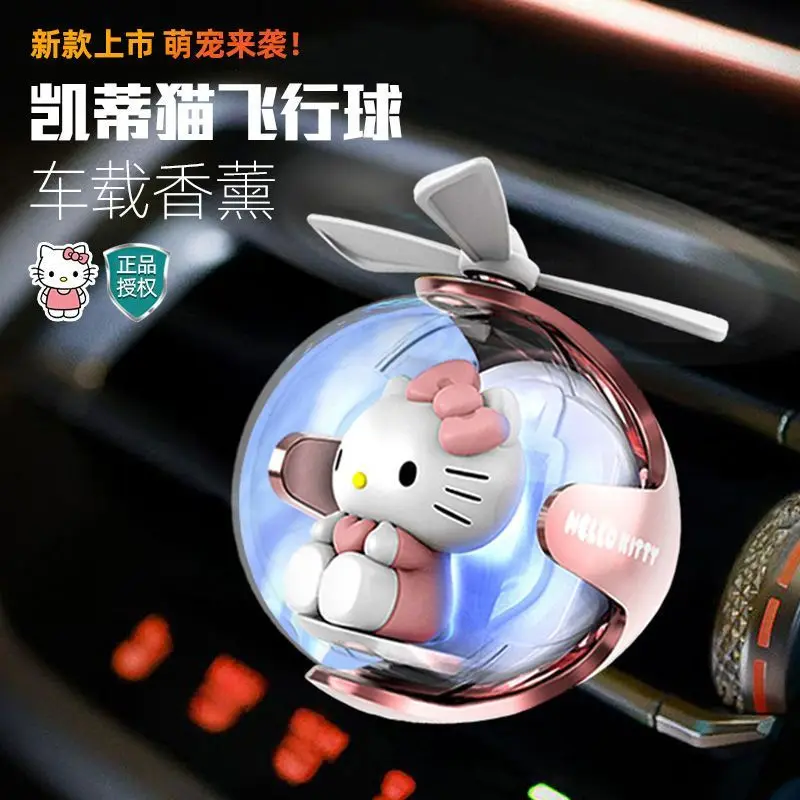 

Hello Kitty Car Aromatherapy Air Conditioner Air Outlet Perfume Automobile Light Flying Ball Sanrio Kuromi Car Decoration Toys