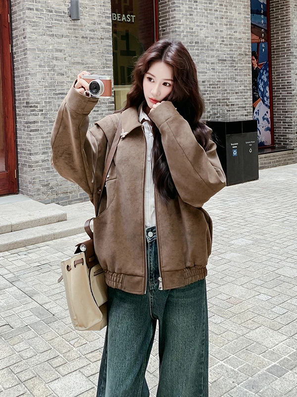 

Женская кофта Ele ort в цвете карамель, свободного кроя, с рукавами-крылышками, для повседневной носки, на осень 2025, модный топ