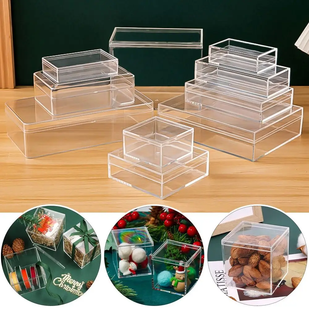 New Multi Size Storage Box Square Acrylic Display Box Transparent Handmade Acrylic Jewelry Cosmetics Wedding Favor
