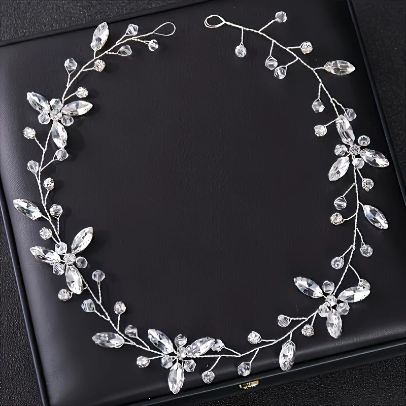 كريستال زهرة ليف هيرباند حجر الراين عقال للنساء حفلة موسيقية الزفاف الزفاف إكسسوارات الشعر مجوهرات الفرقة عقال هدية