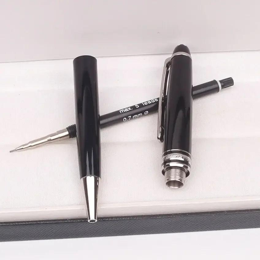 New MB Mechanical Pencil 163 high quality black resin silver gold clip writing pencils with series number and a set refill 0.5mm