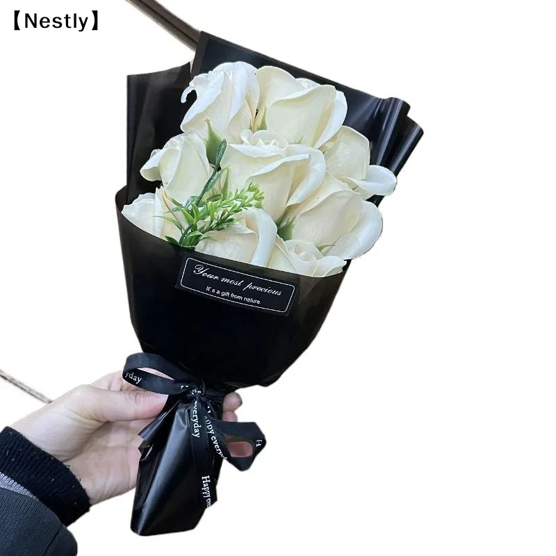 9 Köpfe Seifenblumen-Rosenstrauß, künstliche Blumen für Weihnachten, Hochzeit, Geburtstag, Valentinstag, DIY-Heimdekoration〔Nest〕 – Detail 8