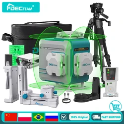 Decteam 4d linha cruzada laser nível 16 linhas piso telhado verde com linha horizontal e vertical bateria li-ion ferramentas de nível laser