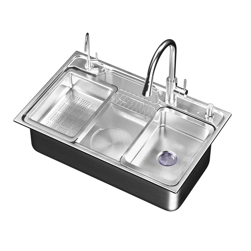 304 stainless steel primary color large single slot brushed thickened kitchen sink dishwashing basin