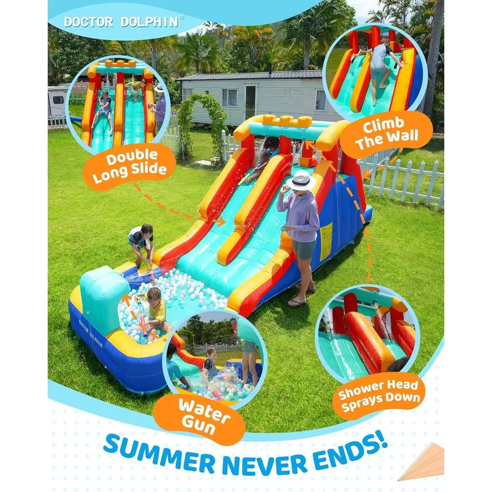 大きなお子様向けのプール付きバウンスハウス・インフレータブルウォータースライダー、子供用裏庭ウォータースライダー、インフレータブルウォーターパークダブル