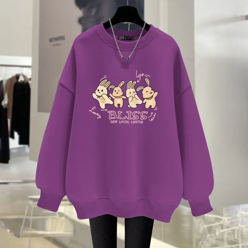 

Women Clothing Fashion Cartoon Printed Long Sleeve Hoodies Autumn Winter Vintage Pure Cotton Sweatshirts Loose Casual Pulloves