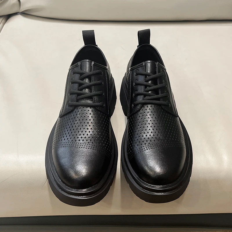 

Summer Hollowed Out Men Business Casual Shoes Breathable Fashionable Comfortable Perforated Formal Shoes