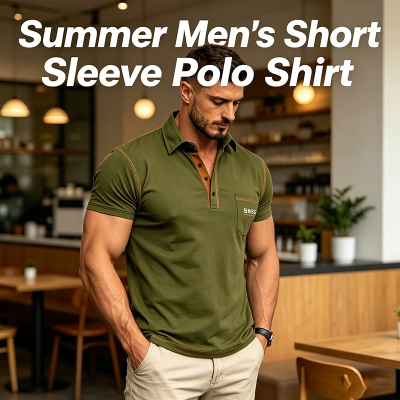 2026 Men's Short Sleeve Polo Shirt Casual Collar T-Shirt Breathable Summer Tops devocional café com deus pai royal pop swatch