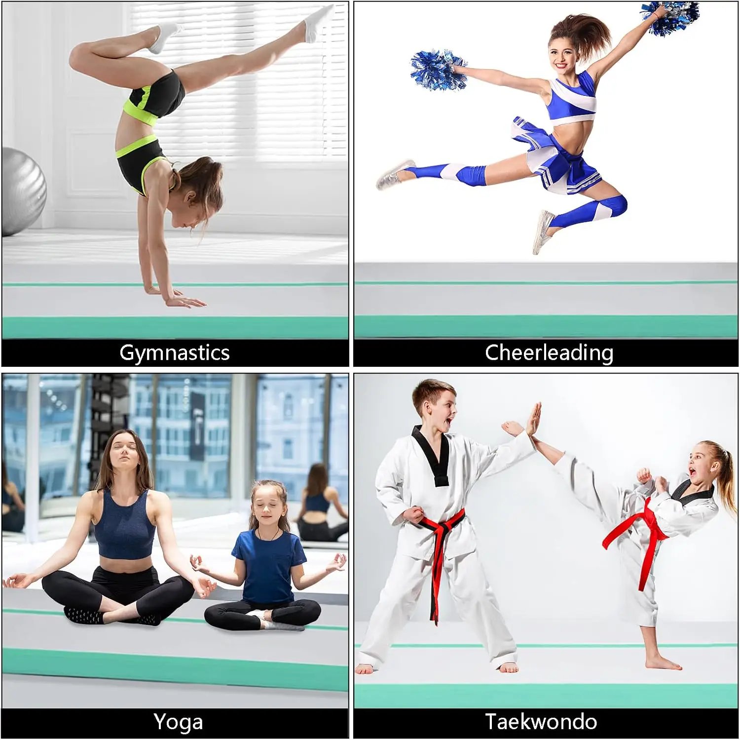 Inflatable Air Gymnastics Mat 10ft/13ft/16ft/20ft Tumbling Mat with Electric Pump 4.3ft Extra Wide 4 Inches Thich Tumble Track