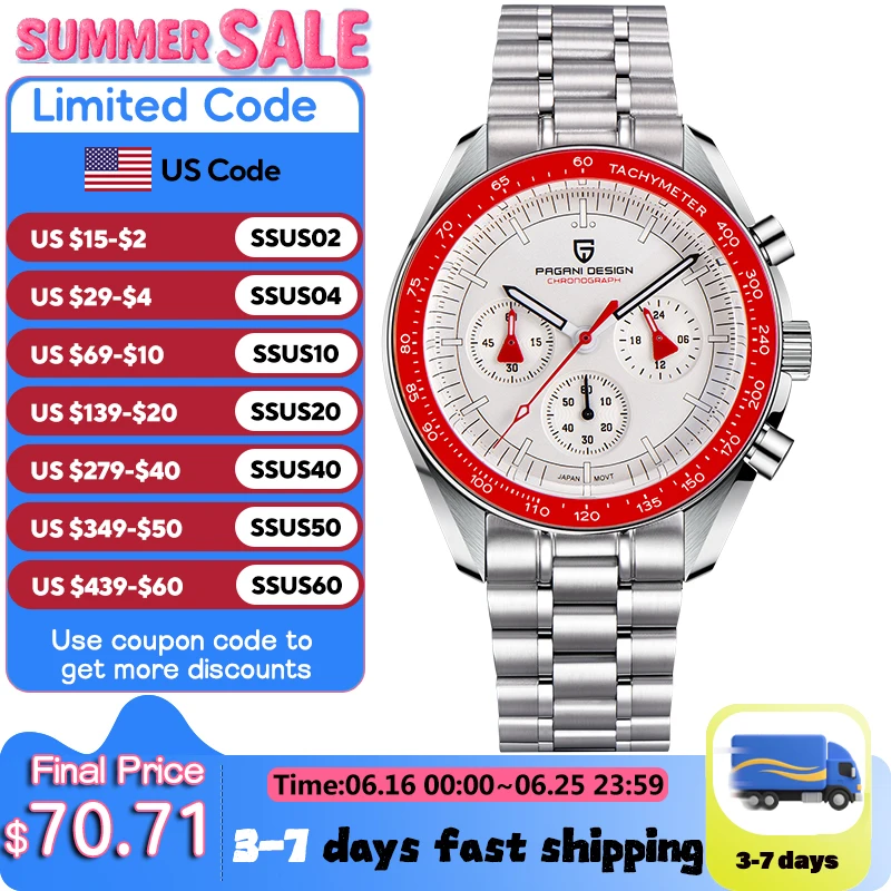 PAGANI DESIGN 2024 New AK Project Men's Watches Luxury Quartz Wrist Watch For Men AR Sapphire Speed Chronograph Automatic Date