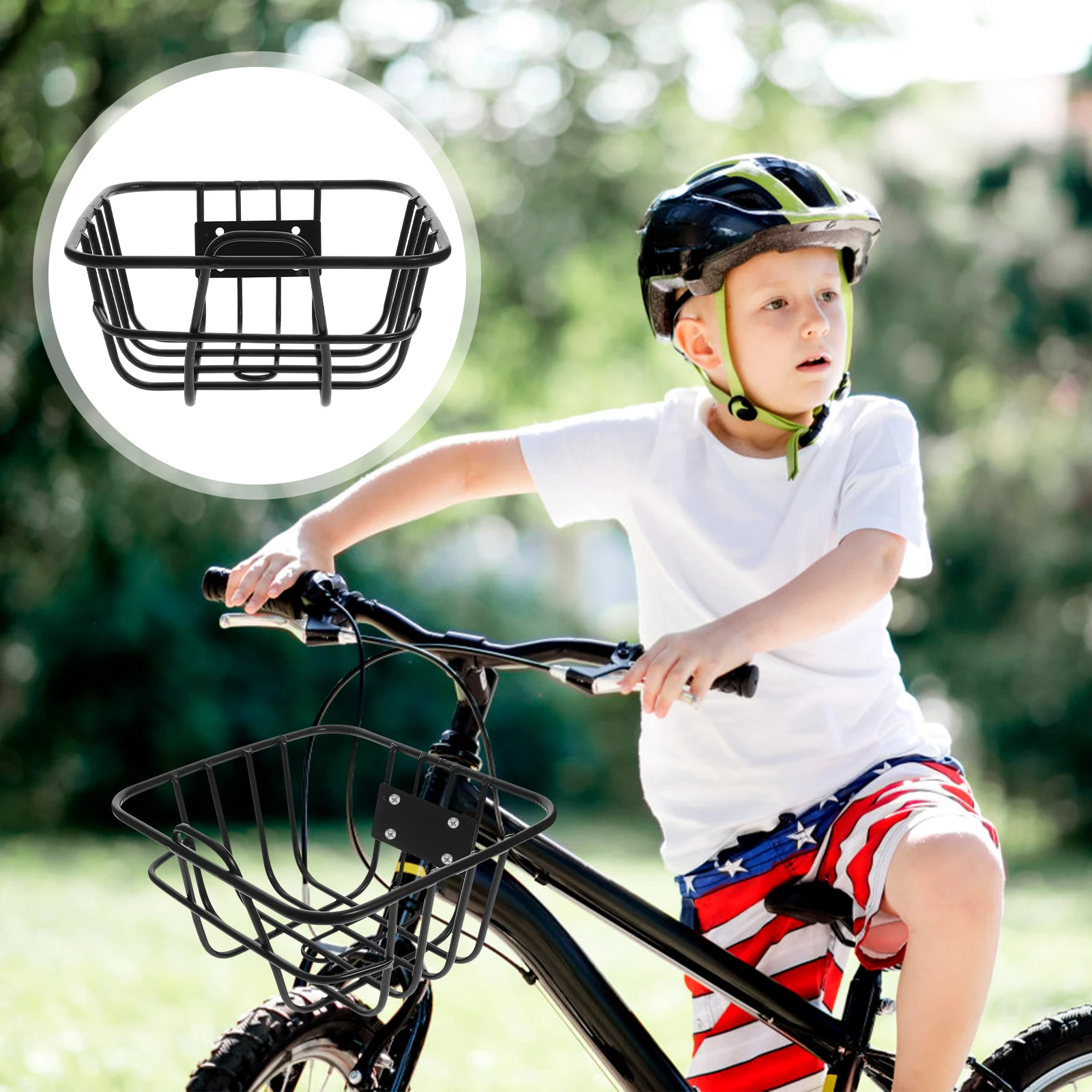 

Bicycle Basket Large Capacity Sturdy Iron Smooth Surface Easy Clean Pre drilled Hole Bike Handlebar Kids Container Storage Part