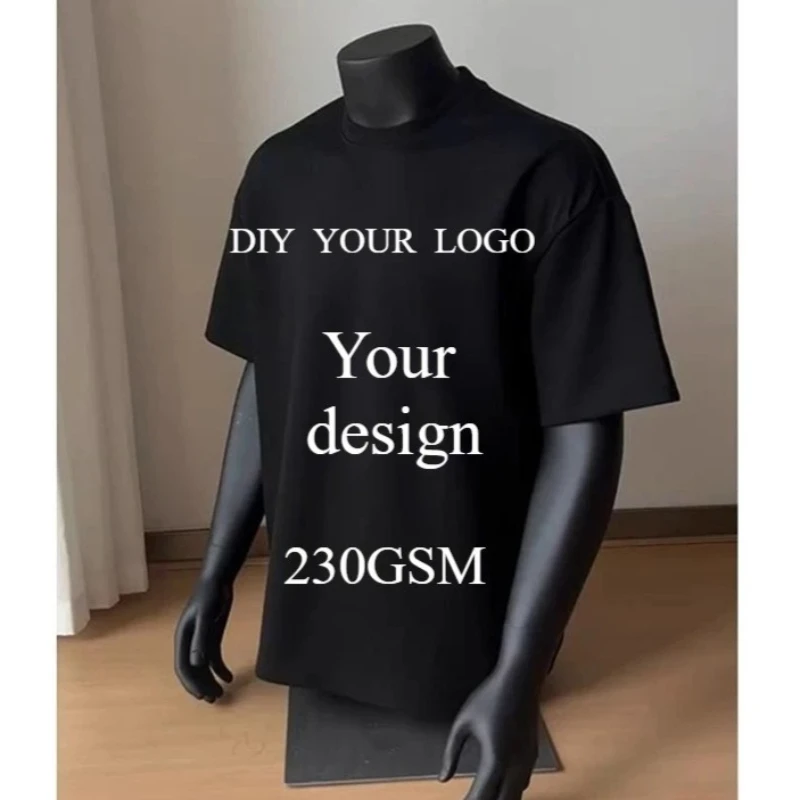 Diseño personalizado DIY su logotipo DTG Impresión Digital verano 230G camisetas para hombre de alta calidad mujeres 100% algodón camisetas casuales sueltas