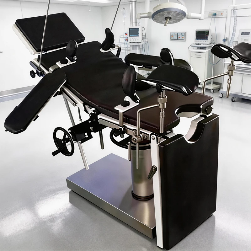 Adjustable hydraulic operating bed with manual hind leg plates, removable sponge mattress, suitable for operating table use