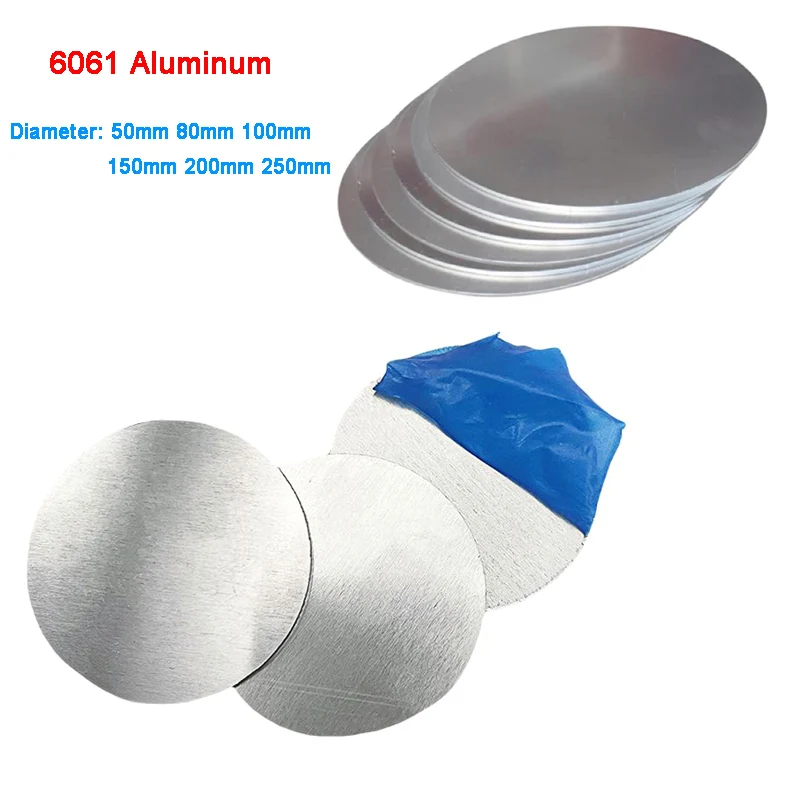 

6061 Aluminum Round Plate Disc Circular Aluminum Sheet DIY Metal Material Disc Thickness 1mm/1.5mm/2mm/3mm/4mm/5mm/6mm