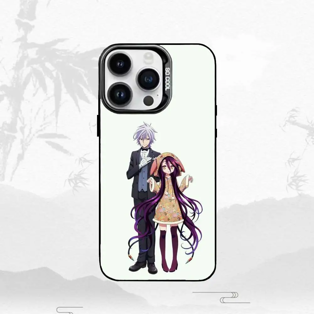 Custodia per telefono N-No Game No Life per iPhone17,16,15,14,13,12,11 Plus,Pro Max Cover placcata argento con bordo nero