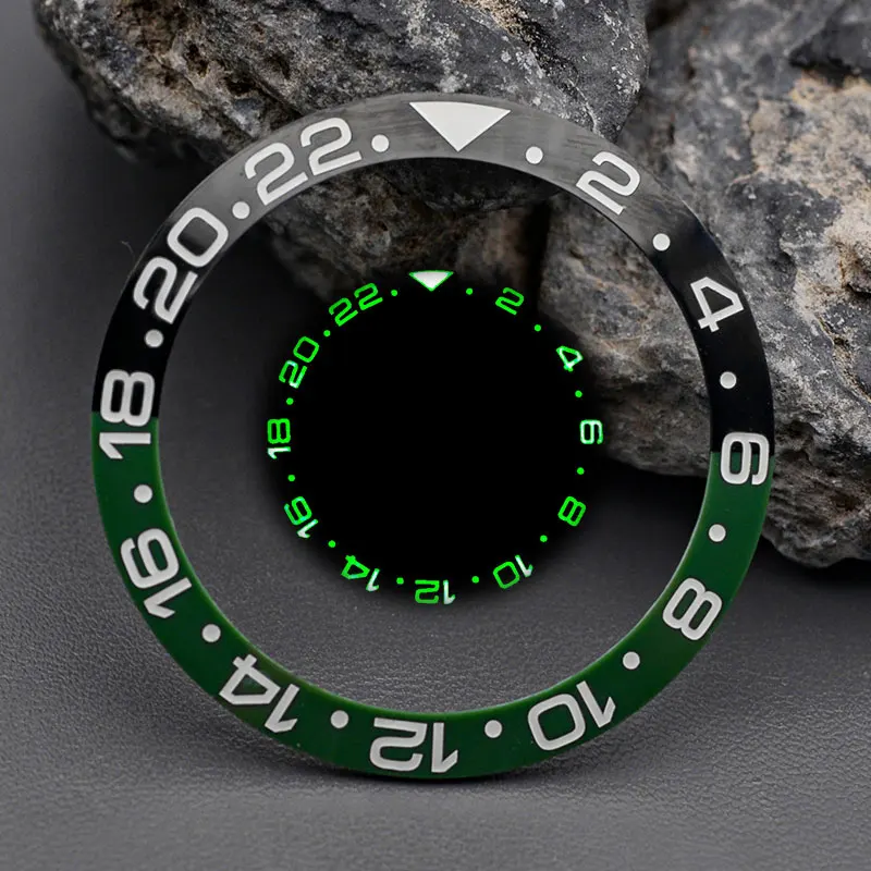 38*30.5mm C3 Green Luminous Ceramic Bezel Insert Fit Submariner GMT Men\'s Watch Case Insert Ring With Seiko NH35 NH36 Movement