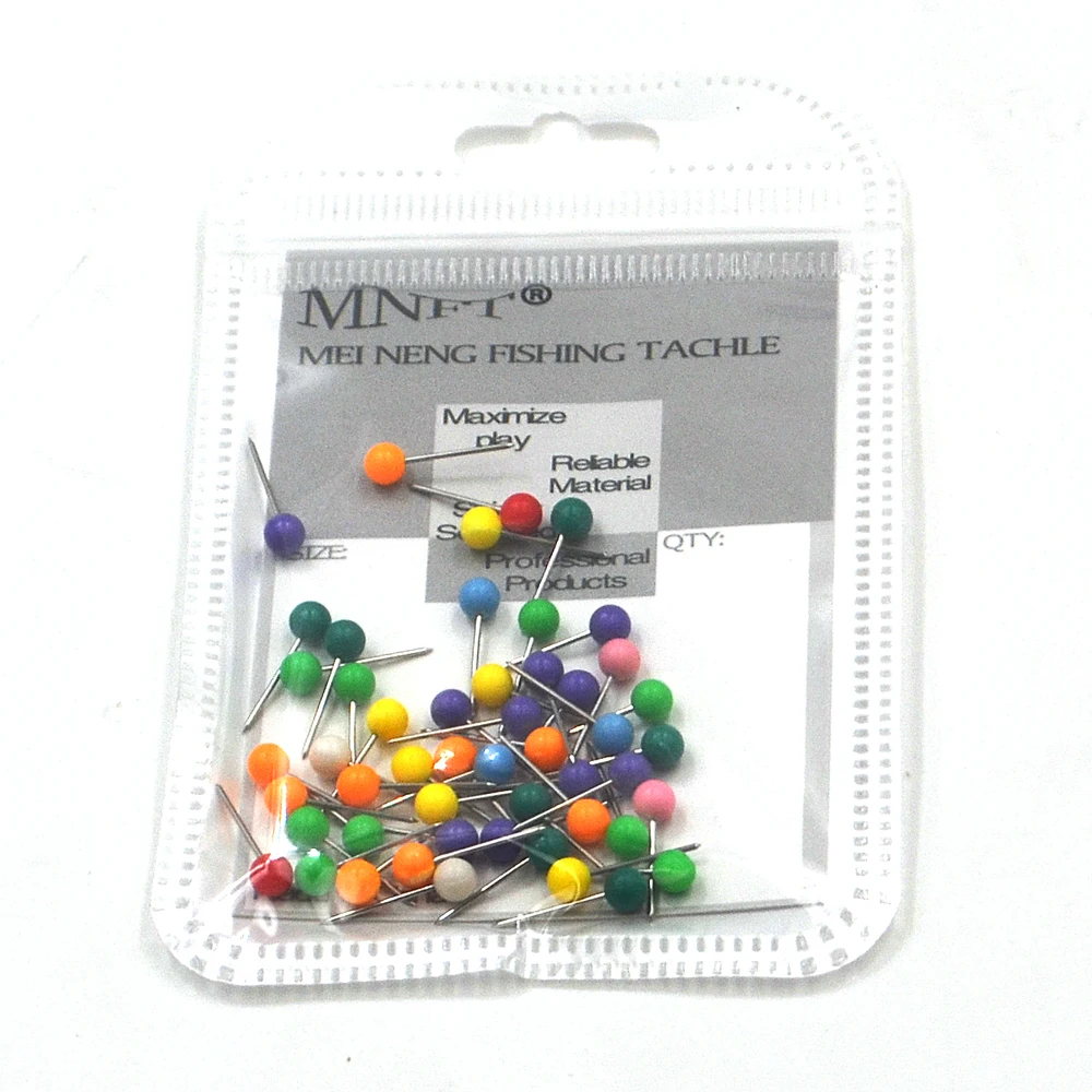 50PCS/Bag Colorful Plastic Fishing Pin Position Mark Bead Needle Pin Dia. 4MM for Fishing Line Wire Fishing Tackle Accessory