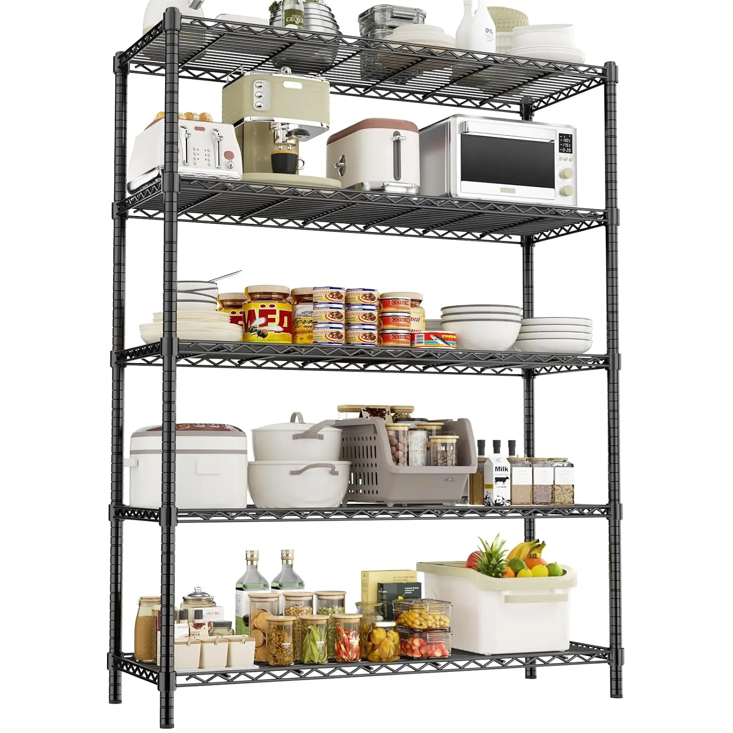 5-Tier Wire Shelving Unit 45x20x72 Inch 2000LBS Heavy Duty Storage Rack Garage Pantry Organizer, Customized
