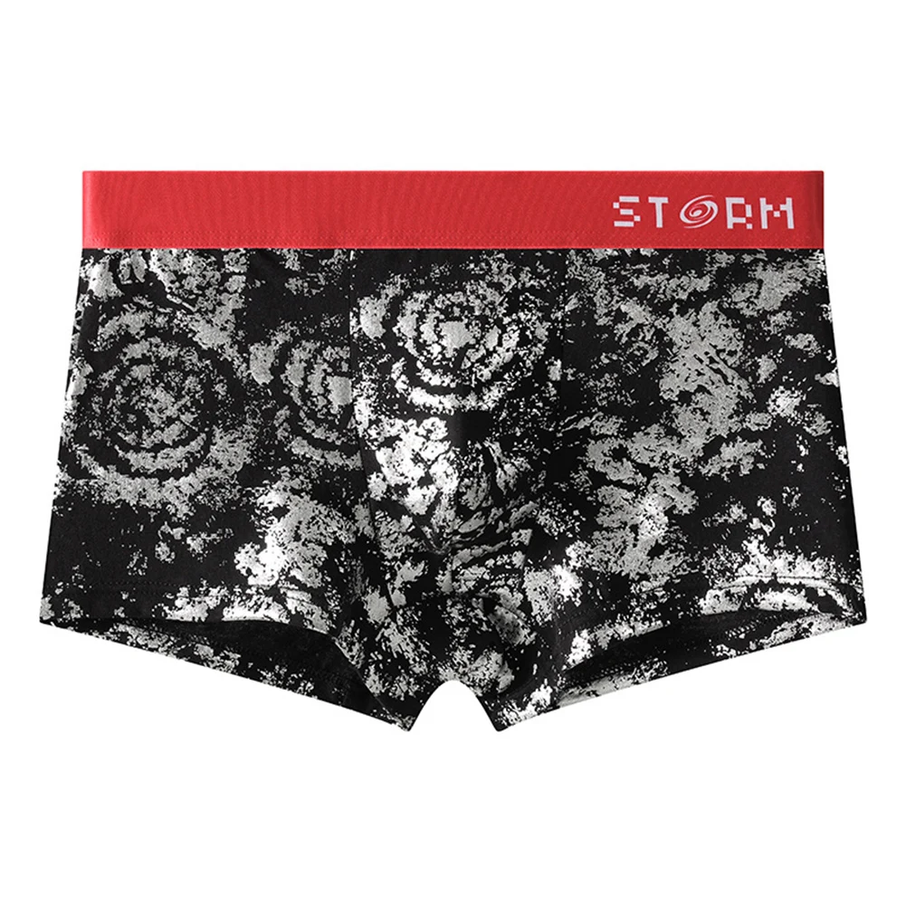الرجال القطن لامعة ملابس داخلية منقوشة سراويل بوكسر لينة تنفس جذوع ملابس خاصة مثير مطبوعة السروال مثير تنفس السراويل