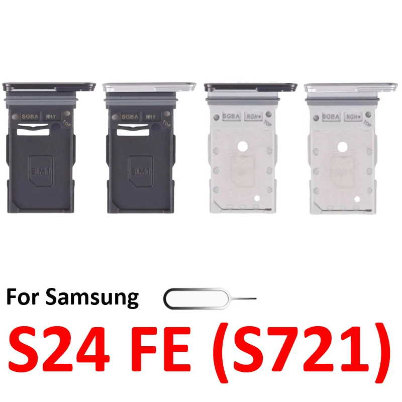 For Samsung Galaxy S24 FE S721 S721B Phone New Housing Chip SIM Card Tray Slot Holder Pocket Parts Single Dual SIM Grey Silver