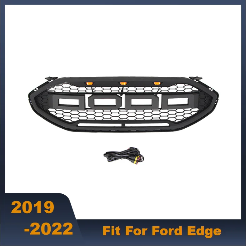 Good Quality ABS Front Middle Grill Racing Grills With LED Lights Fit For Ford Edge 2019-2022