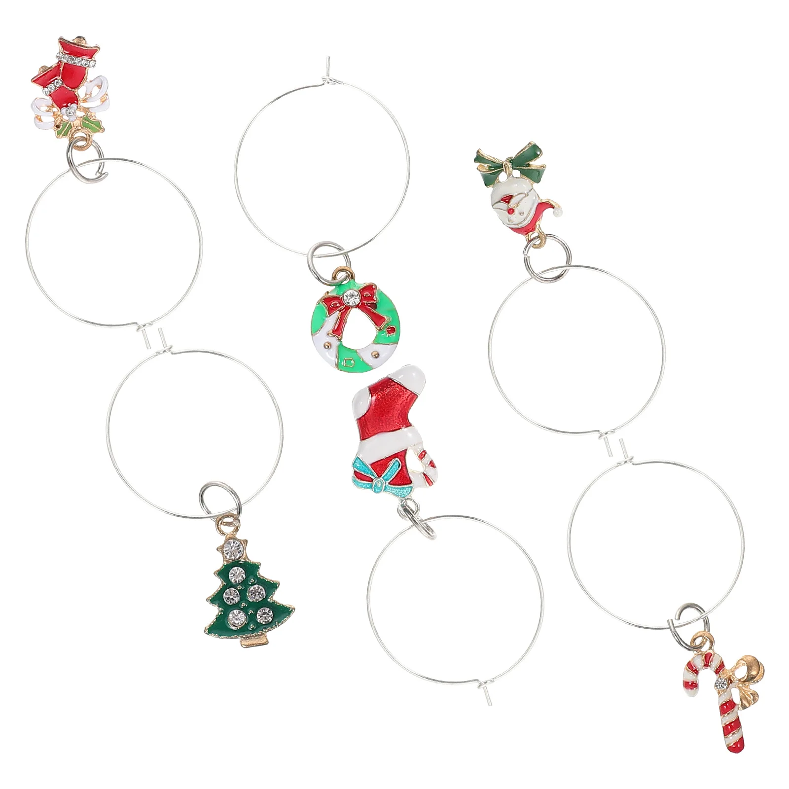 

6pcs Christmas Wine Glass Markers Colorful Reusable Drink Tags Party Glass Identification Cup Makers Kitchen Bar Accessories