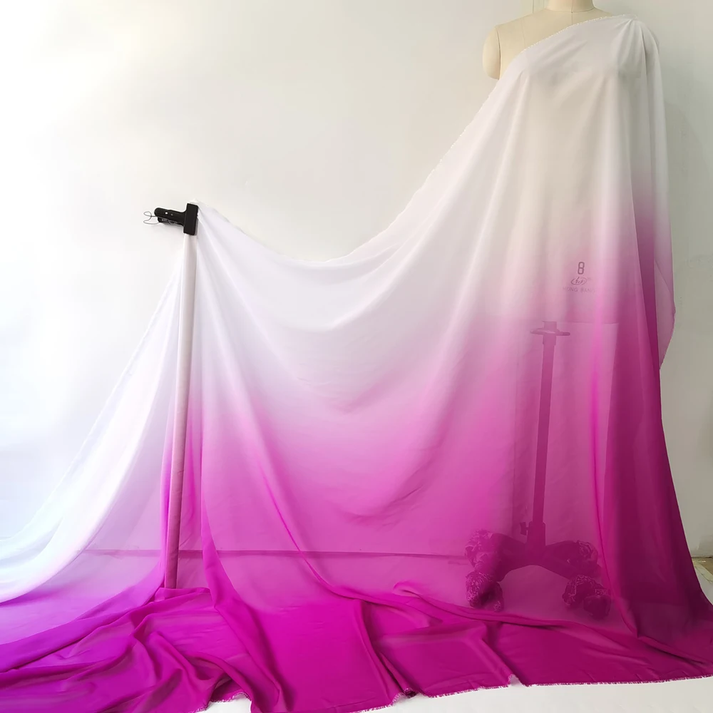 

Двухцветная шифоновая ткань 100 см X 148 см, струящаяся ткань с эффектом омбре для дизайнерских вечерних платьев шириной 57/58 дюймов