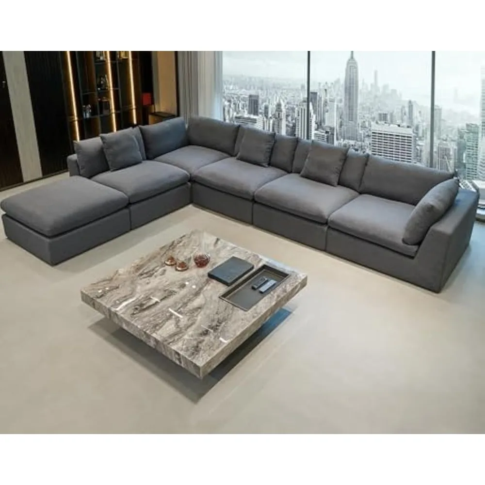 Oversized Cloud Couch Sectional, Deep Seat Modular Sectional Sofa, Modern Sectional Couches for Living Room Apartment