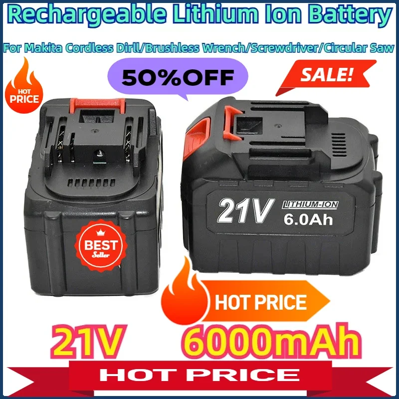 21V 6000mAh Rechargeable Lithium Ion Battery For Cordless Dirll/Brushless Wrench/Screwdriver/Circular Saw