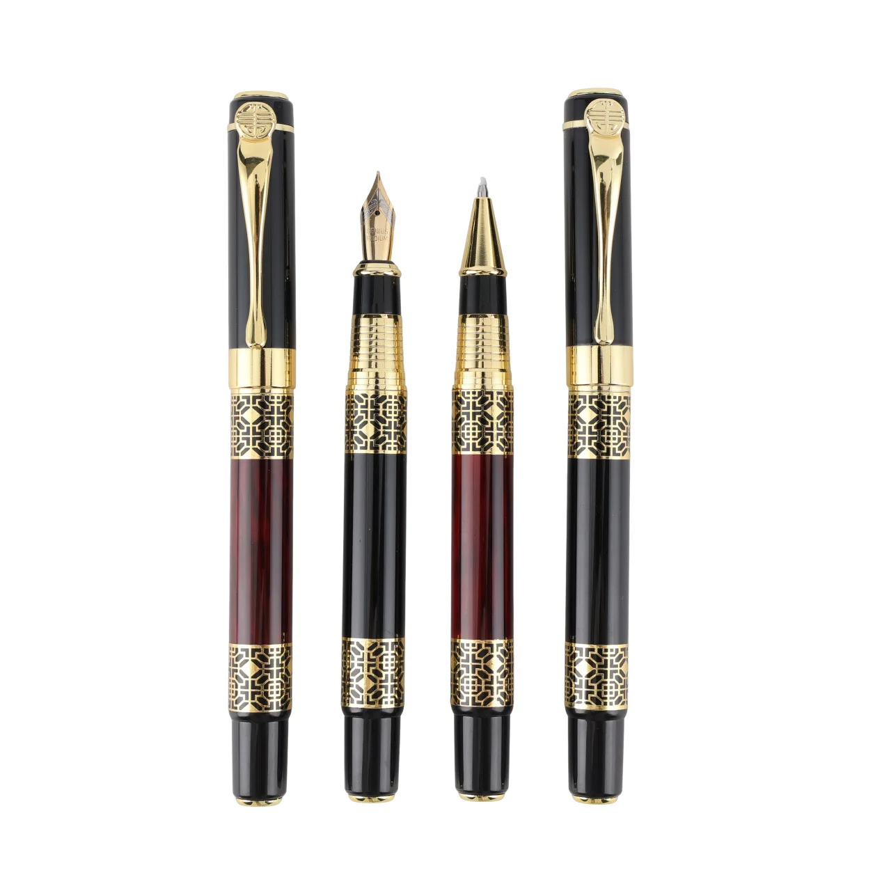 1P High-end Redwood Pattern Fountain Pen Carving Logo Ballpoint Pen Custom Name Sign Pen Business Gift Office School Anniversary