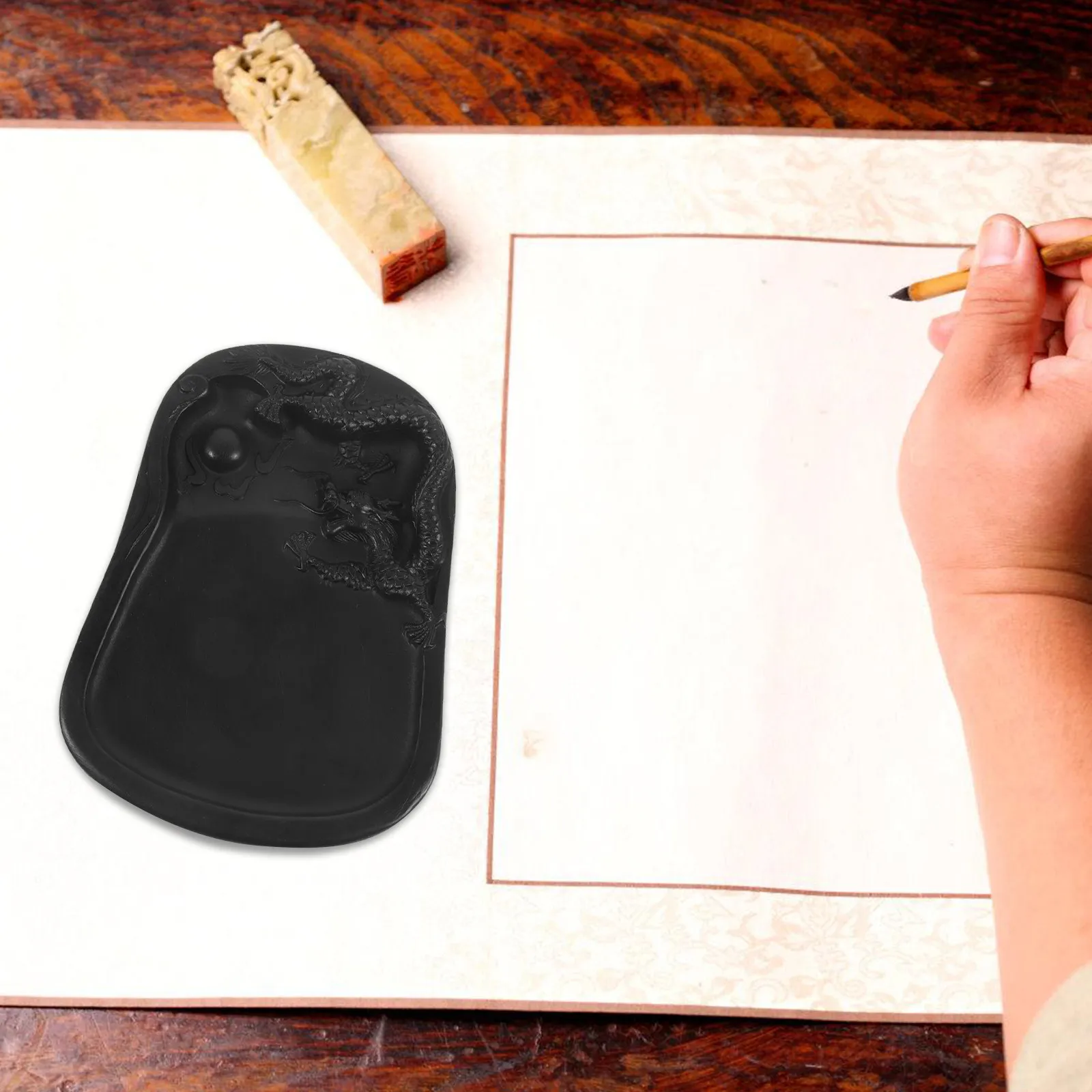 

1 Piece Grinding Inkslab Made of Chengni Material Compact and Exquisite Design for Calligraphy Writing Painting