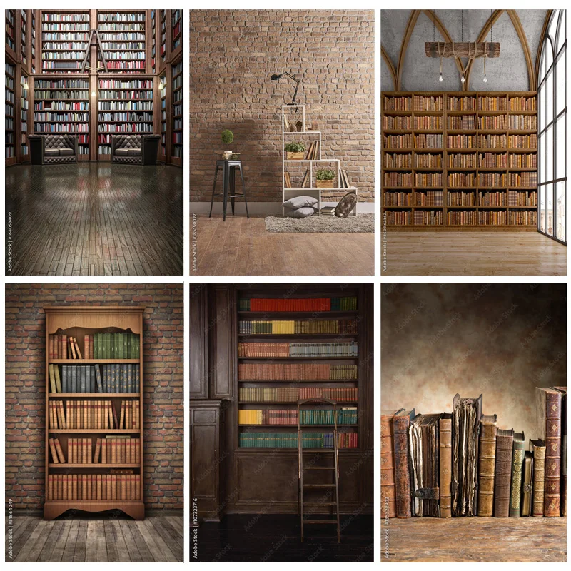 

ZHISUXI Vintage Bookshelf Book Library Photography Backdrops Portrait Photo Background For Photo Studio Props SJSB-04