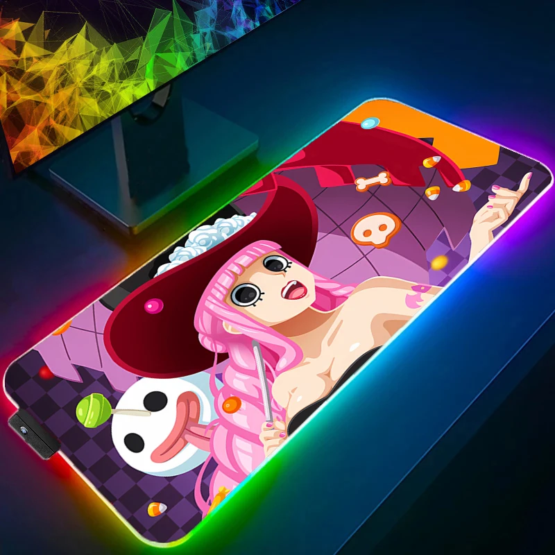 

One Piece Perona RGB Mouse Pad gamer Large LED Keyboard NonSlip Rubber Computer Carpet Desk Mat PC Gamer Backlight game MousePad