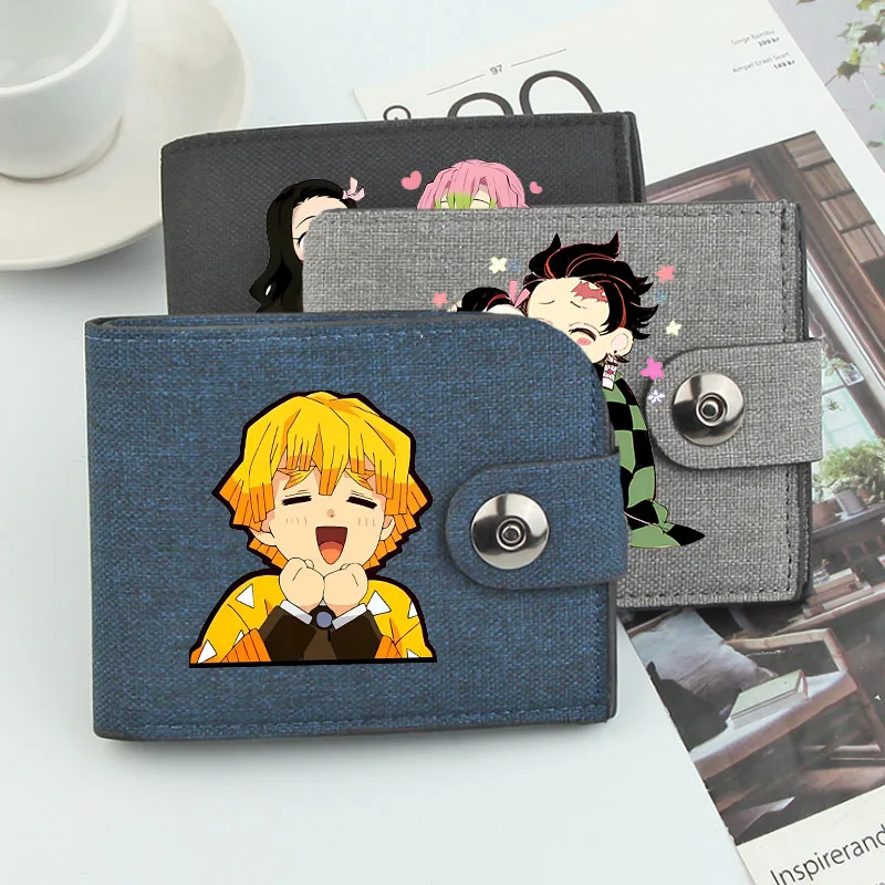 

Demon Slayer Anime Agatsuma Zenitsu New Men Short Male Causal Wallets Card Holder Simple Purse Male Money Clips Cards Bag Holder