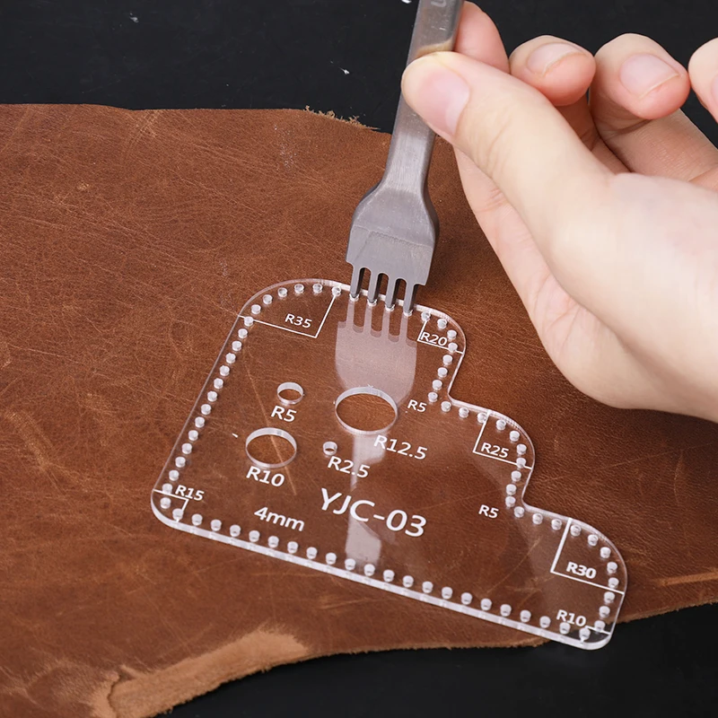 

Fenrry Leather Acrylic Template DIY Leathercraft Drawing Scrapbooking Emboss Decorative Corner Pattern Sewing Stencil Tool