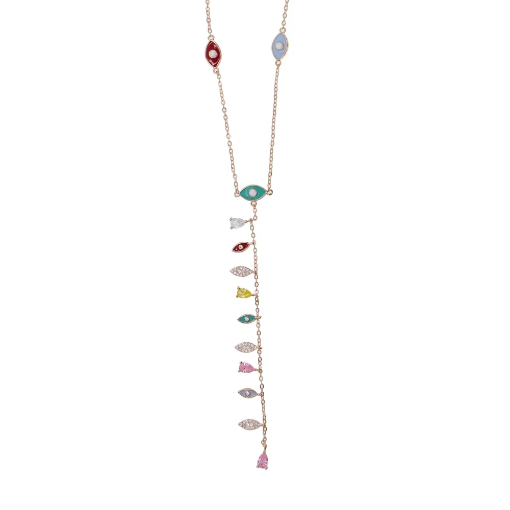 2025 هدايا عيد الميلاد مجوهرات ملونة قوس قزح تشيكوسلوفاكيا مثير النساء الفتيات المينا عين الشر سحر Lairat Y القلائد الطويلة مجوهرات العصرية