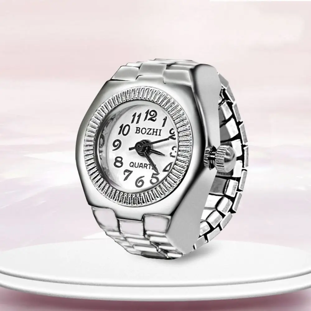 Y2K Mini Fingeruhr Ringe Kreative Gummiband Uhren Paar Ringe Legierung Römische Quarzuhr Ringe