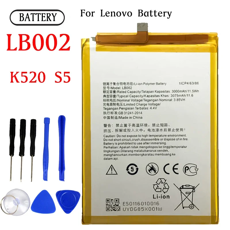 

LB002 LBOO2 Battery For Lenovo S5 K520 K520T Repair Part Original Capacity Mobile Phone Batteries Bateria