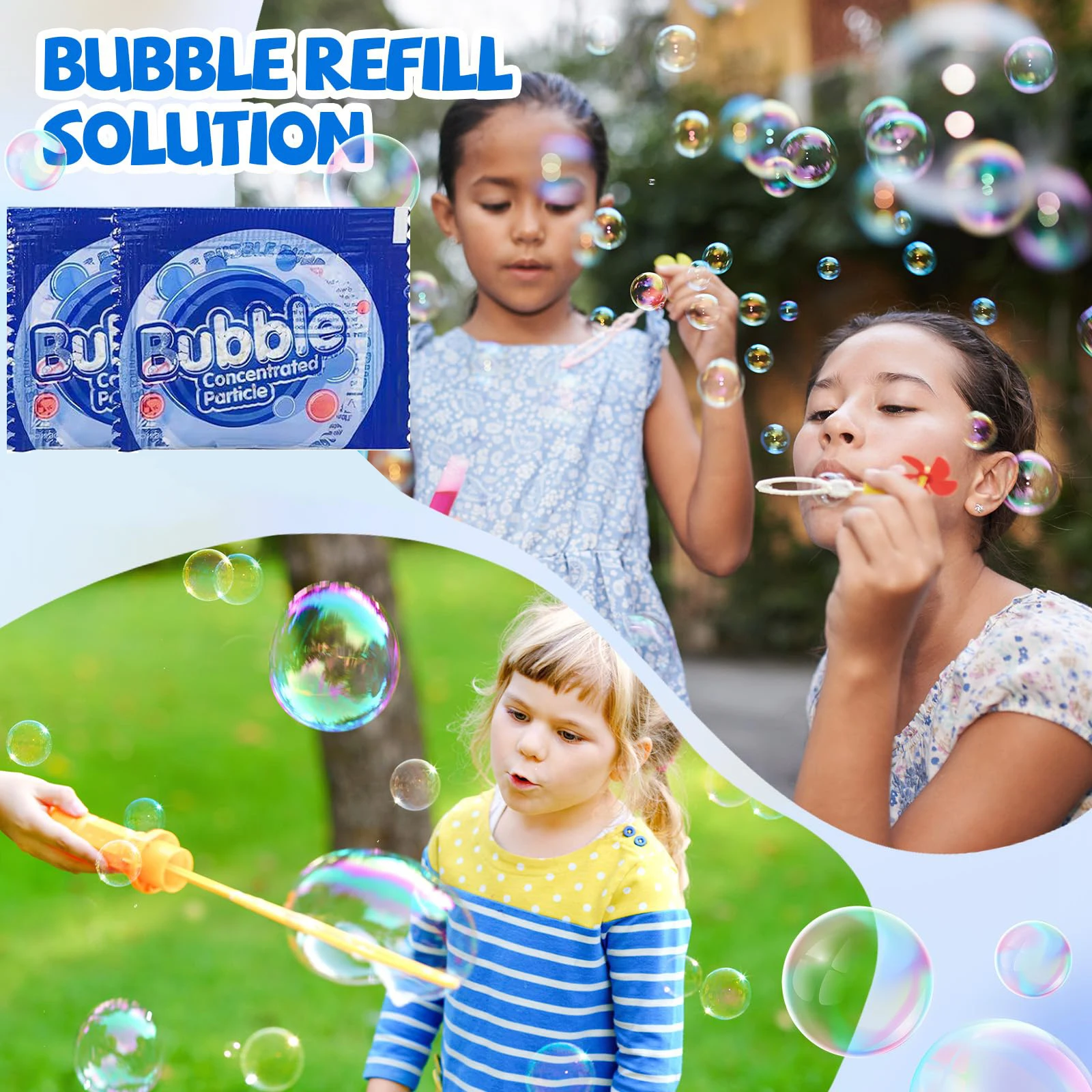 น้ำยาเติมฟองสบู่เข้มข้น 30/50 แพ็ค สำหรับเครื่องเป่าฟองสบู่ทุกชนิด เครื่องทำฟองสบู่ ของขวัญกิจกรรมกลางแจ้งงานวันเกิด