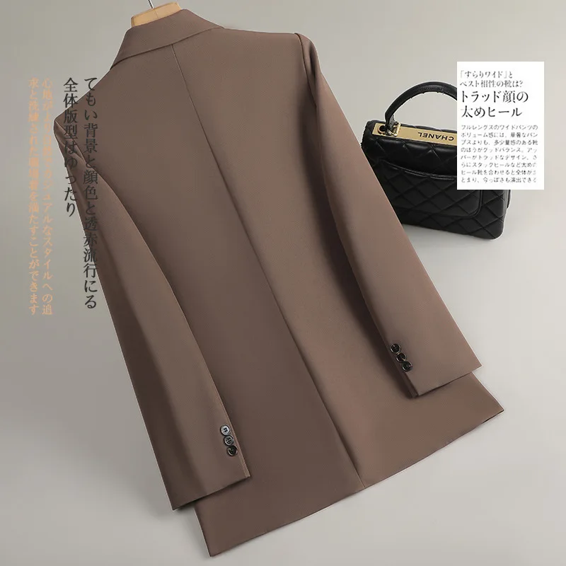 المرأة السترة السيدات الخريف الشتاء طويلة الأكمام سترة رسمية معطف مع جيب الإناث زر واحد الأعمال ملابس العمل سترة #4